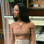 Jordan’s twist neck top and belted pants on General Hospital
