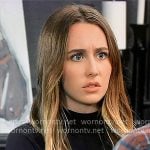 Josslyn’s black mock-neck top on General Hospital