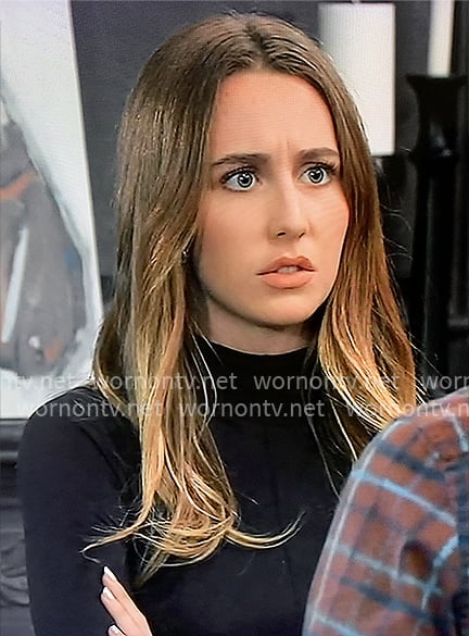 Josslyn’s black mock-neck top on General Hospital