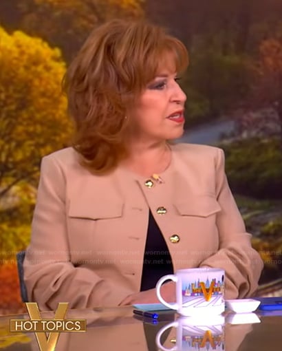 Joy's beige gold button jacket on The View