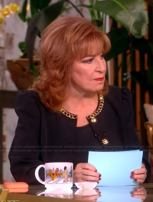 Joy's black chain detail cardigan on The View