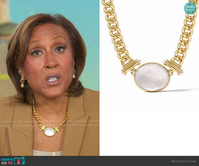 Julie Vos Dolce Statement Necklace in Iridescent Clear Crystal worn by Robin Roberts on Good Morning America