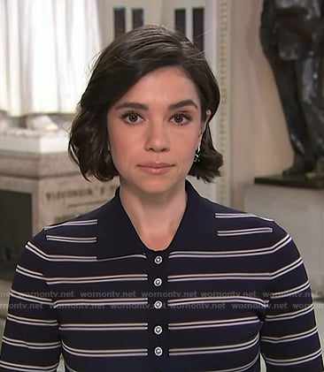 Julie's navy striped button down top on NBC News Daily