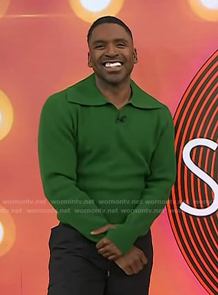Justin’s green collared sweater on Today