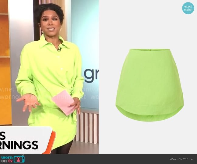 Adriana Diaz’s lime green skirt on CBS Mornings