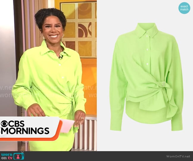 Adriana Diaz’s lime green shirt on CBS Mornings