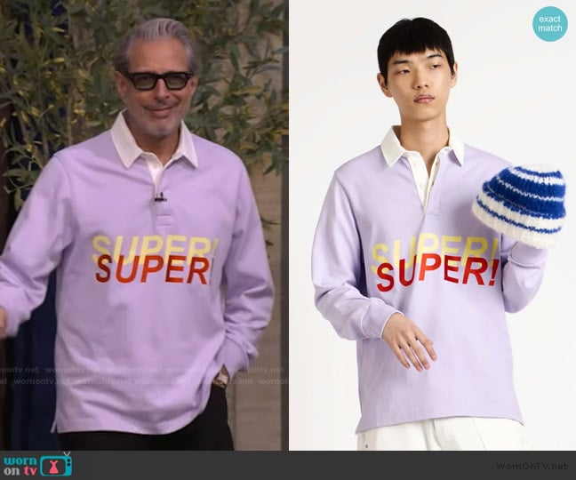 Jeff’s Super lilac rugby shirt on Live with Kelly