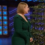 Kait Taylor’s green ruffle front dress on The Kelly Clarkson Show