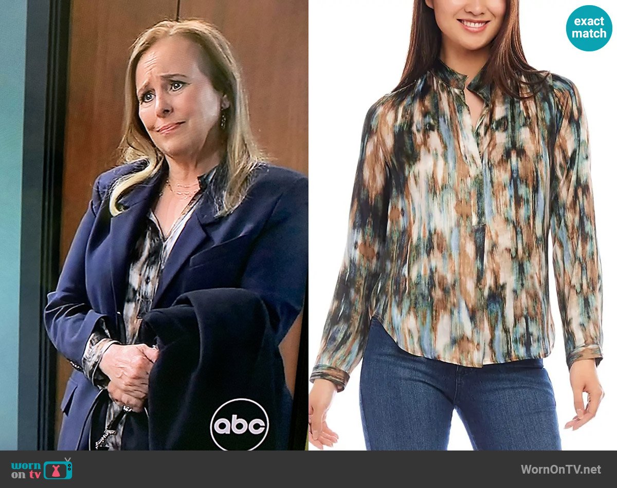 Karen Kane Printed Top worn by Laura Collins (Genie Francis) on General Hospital