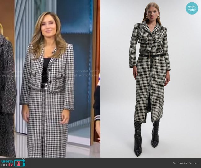 Karen Millen Textured Tweed Cropped Jacket and Skirt worn by Rhiannon Ally on Good Morning America