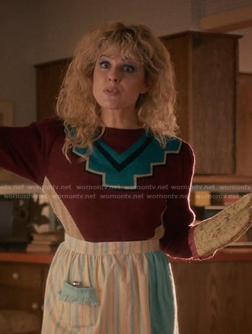 Karen’s red colorblock sweater on Stranger Things