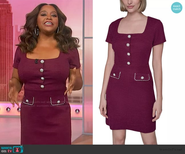Karl Lagerfeld Embellished Knit Tweed A-line Dress worn by Sherri Shepherd on Sherri
