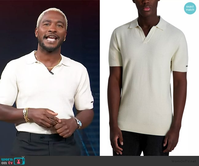 Scott’s white polo on Access Hollywood Scott’s white polo on Access Hollywood