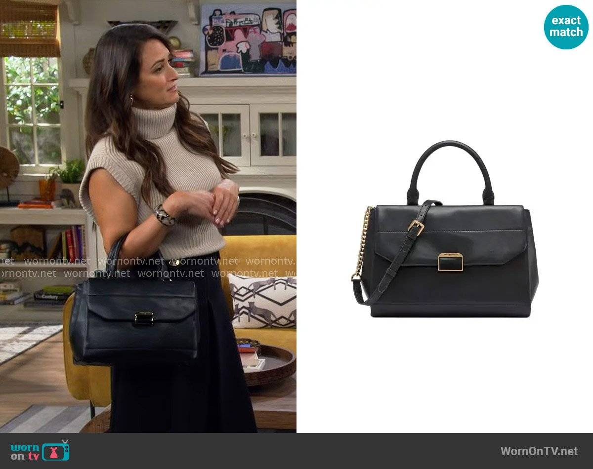 Karl Lagerfield Paris Liana Satchel worn by Lisa Chatsworth (Angelique Cabral) on The Neighborhood
