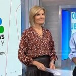 kate’s brown print blouse and leather skirt on NBC News Daily