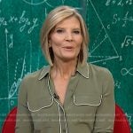 Kate’s moss green shirt with whtie piping on NBC News Daily