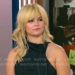 Kaya Callahan's black tie neck top on CBS Mornings