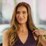 Kaylee’s purple pinstripe vest on Selling the OC