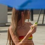 Kaylee’s rainbow strapply bikini on Selling the OC