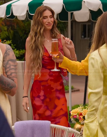 Kaylee red floral drape dress on Selling the OC