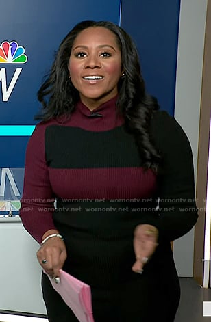 Kay’s black colorblock sweater dress on NBC News Daily