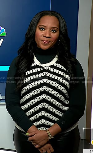 Kay’s striped crochet knit vest on NBC News Daily