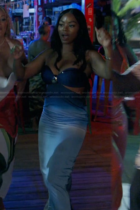 Keiarna's blue ombre strapless dress on The Real Housewives of Potomac