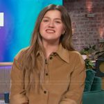 Kelly’s brown corduroy jacket and pants on The Kelly Clarkson Show