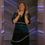 Kelly’s blue piping belted dress on The Kelly Clarkson Show