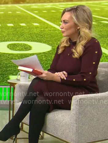 Kelly O'Grady's purple knit dress with buttons on CBS Mornings