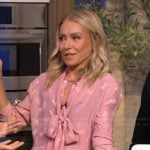 Kelly’s pink tie neck blouse on Live with Kelly and Mark
