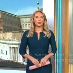 Kelly O’Grady’s teal split-neck dress on CBS Mornings
