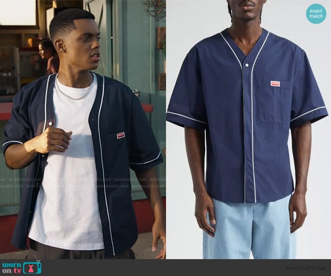 Kenzo Baseball short sleeve cotton button-up shirt worn by Will Smith (Jabari Banks) on Bel-Air