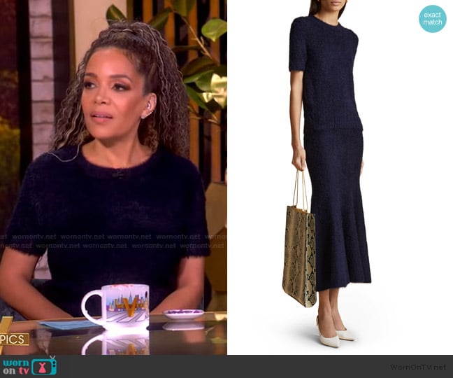 Khaite Luphia Navy Blue Cashmere Sweater worn by Sunny Hostin on The View