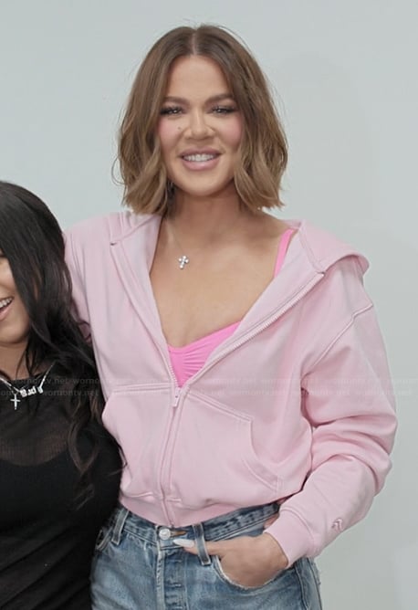 Khloe’s pink bodysuit and hoodie on The Kardashians