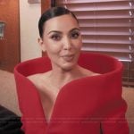 Kim’s red double breasted coat on The Kardashians