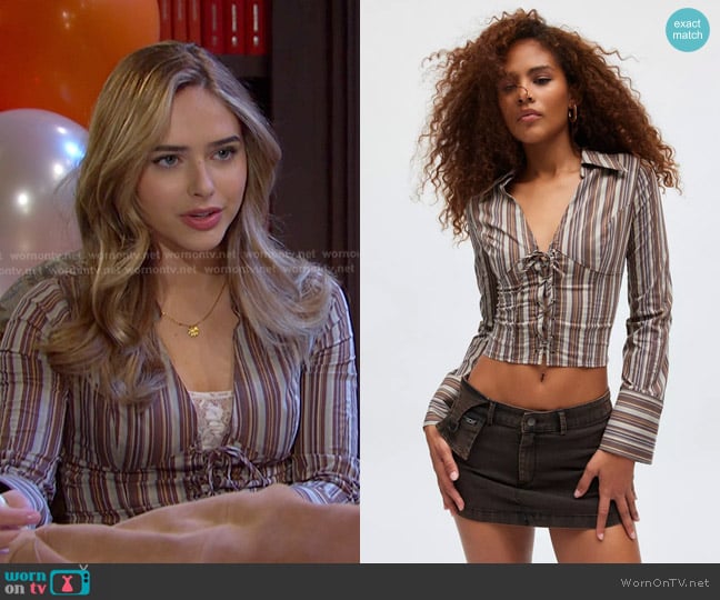Kimchi Blue Cleo Slim Blouse worn by Holly Jonas (Ashley Puzemis) on Days of our Lives