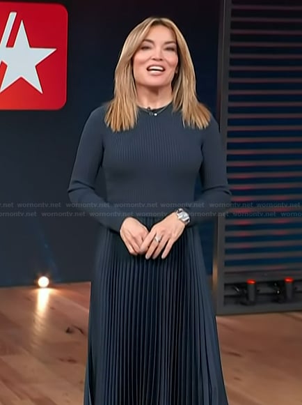 Kit's mixed media pleated dress on Access Hollywood