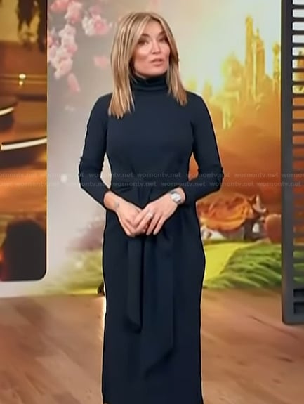 Kit’s navy turtleneck dress on Access Hollywood
