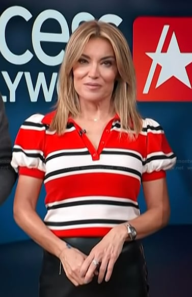 Kit’s red stripe polo on Access Hollywood