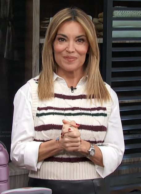 Kit's stripe knit vest on Access Hollywood