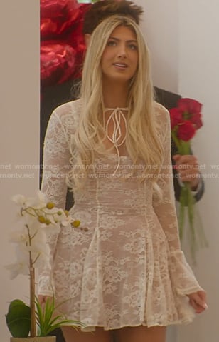 Kitty's white lace mini dress on Selling Sunset