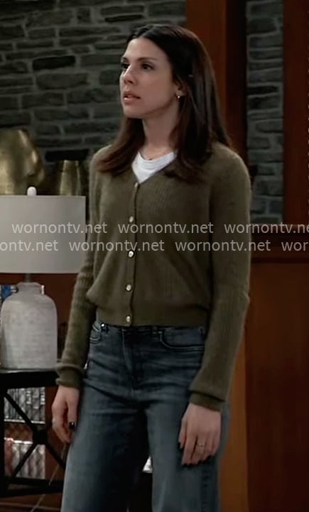 Kristina's green v-neck cardigan on General Hospital