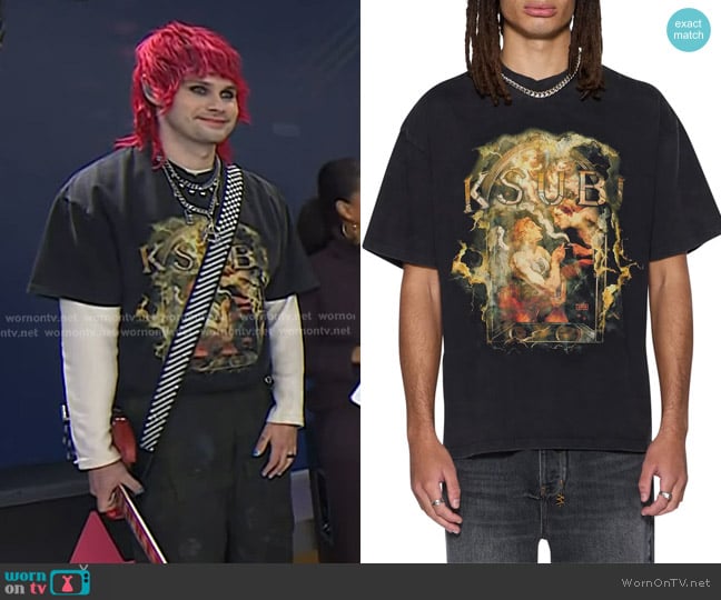 Ksubi Ascension Ekcess Faded Cotton Graphic T-Shirt worn by Michael Clifford on Today