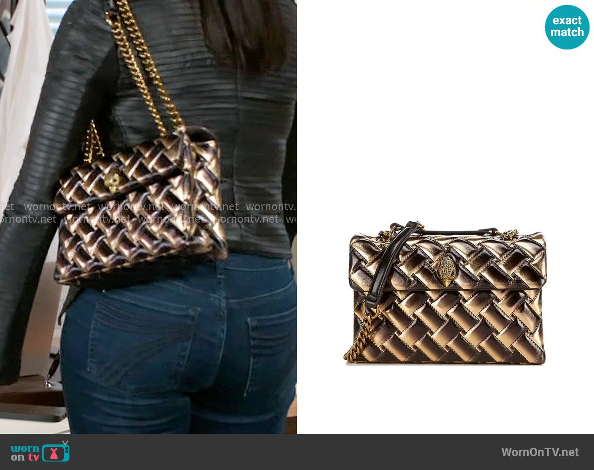 Kurt Geiger Quilted Ombre Leather Kensington Crossbody Shoulder Bag worn by Dana 'Leslie' Thomas (Trisha Mann-Grant) on Beyond the Gates