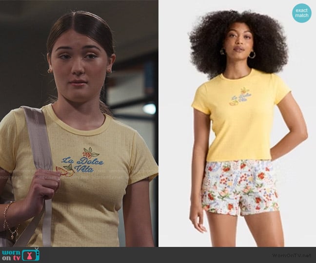 La Dolce Vita Pointelle Short Sleeve Graphic Baby T-Shirt