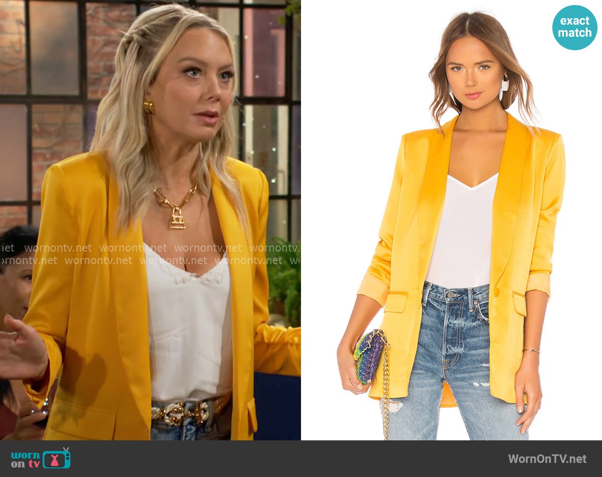 L'Academie The Fleur Blazer in Mustard Yellow worn by Abby Newman (Melissa Ordway) on The Young and the Restless