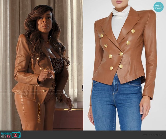 L'Agence Bethany Structured Leather Blazer worn by Emerald Greene (Niecy Nash-Betts) on Alls Fair