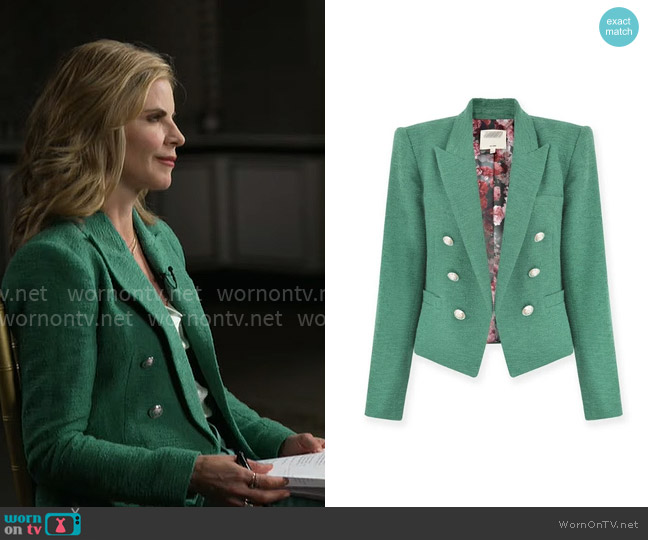 L'Agence Brooke Blazer in Eucalyptus Green worn by Natalie Morales on CBS Mornings