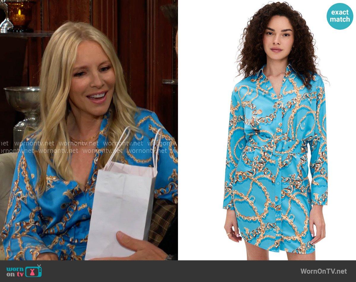 L'Agence Demie Mini Shirtdress worn by Christine Blair Williams (Lauralee Bell) on The Young and the Restless